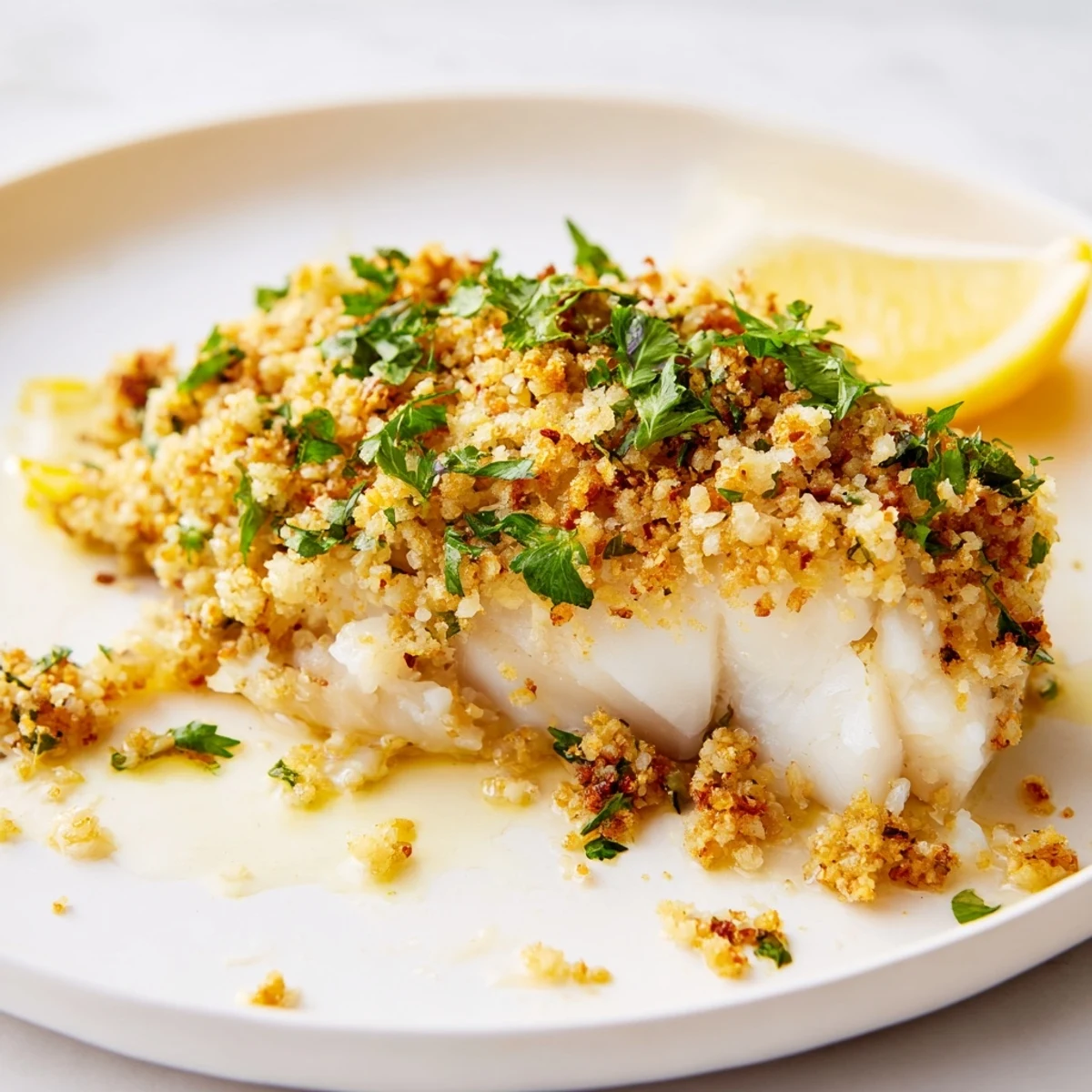Flaky, tender Baked Cod with Crispy Ritz Cracker Topping, perfect for a cozy, flavorful dinner.