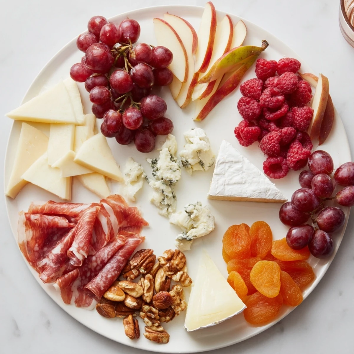 Beautiful Lace & Pearls Elegant Board features fine cheeses, charcuterie and fresh fruit, ready to enjoy.