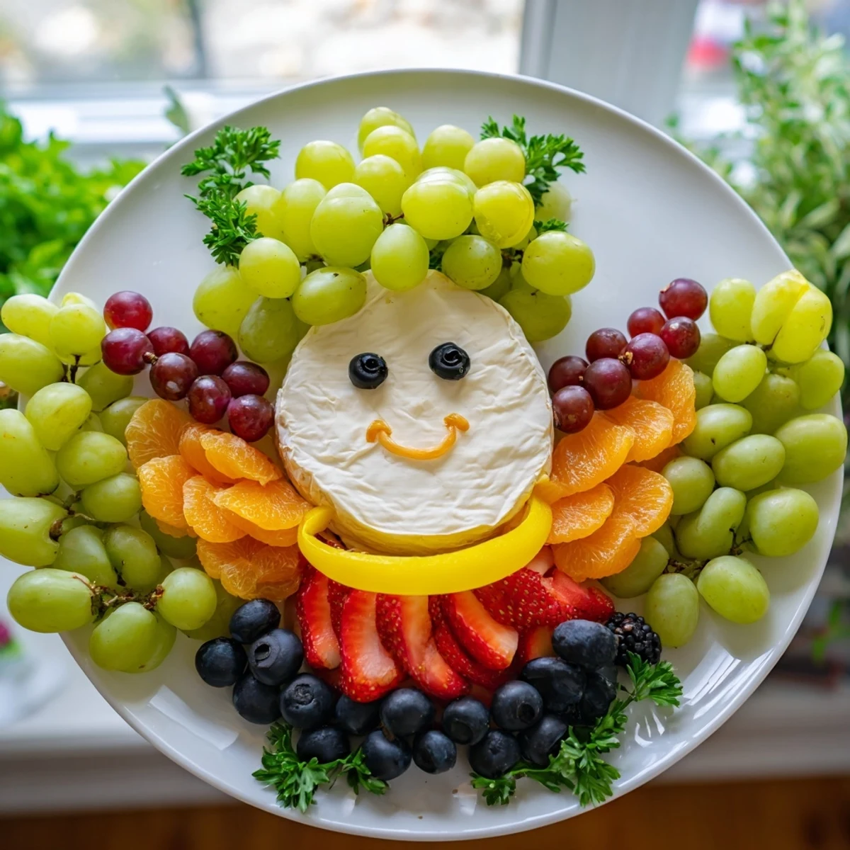 A Cherub Angel Snack Tray displays a charming appetizer with colorful fruit and cheese details.