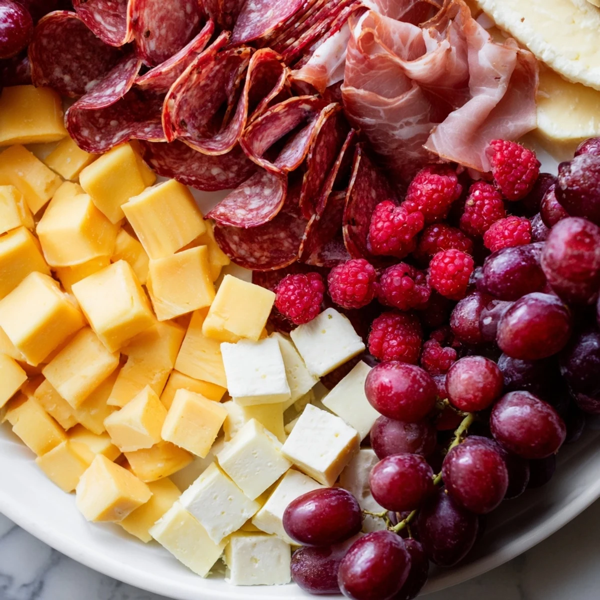 Festive Stocking Charcuterie Board packed with meats, cheeses, fruits, and crackers perfect for a holiday party spread.
