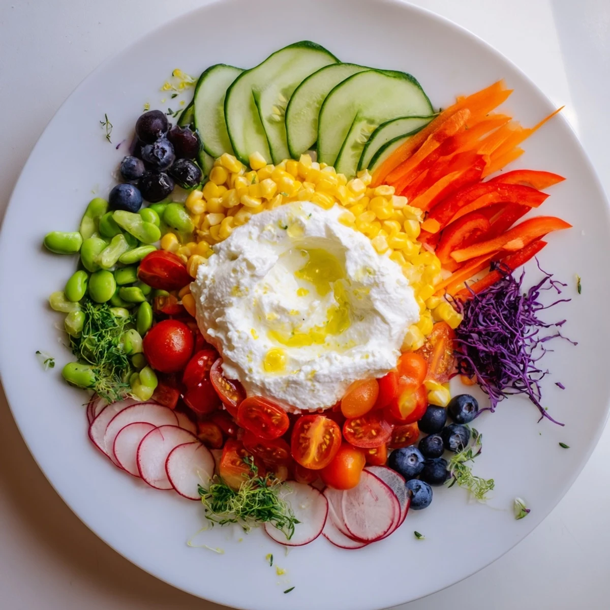 This delicious Prism Burst salad explodes with the colors of the rainbow, ready to eat now.