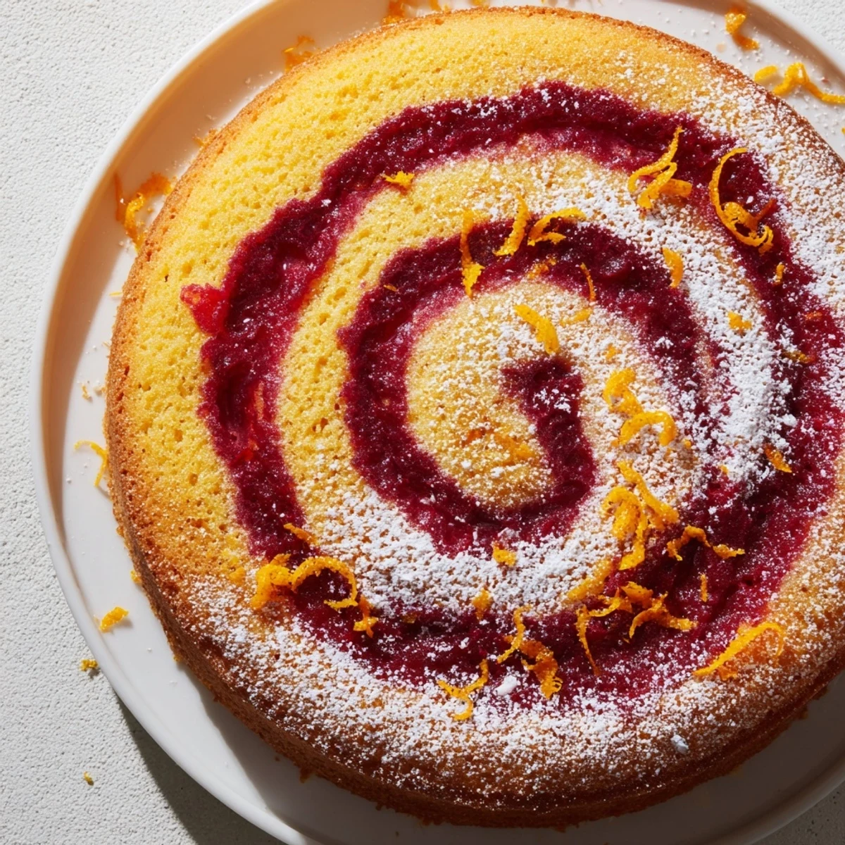 A slice of Cranberry Orange Swirl cake, swirled and ready to serve with a garnish.