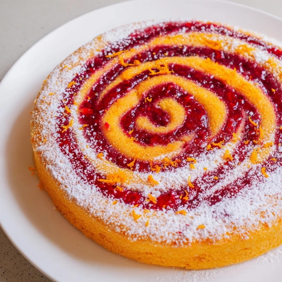 Close-up of a Cranberry Orange Swirl, with vibrant cranberry and orange swirls within.