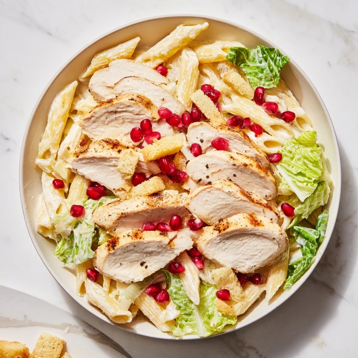 Chicken Caesar Pasta Pomegranate