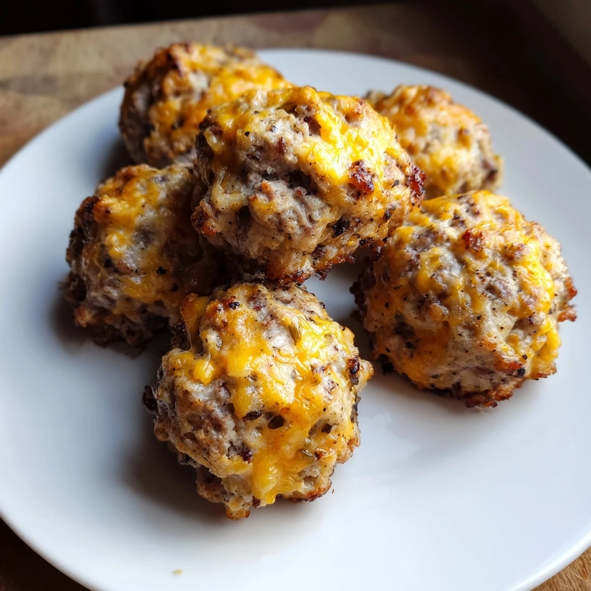 Golden-brown Chicken and Sausage Bisquick Balls, perfect party appetizers with melted cheese and savory sausage.