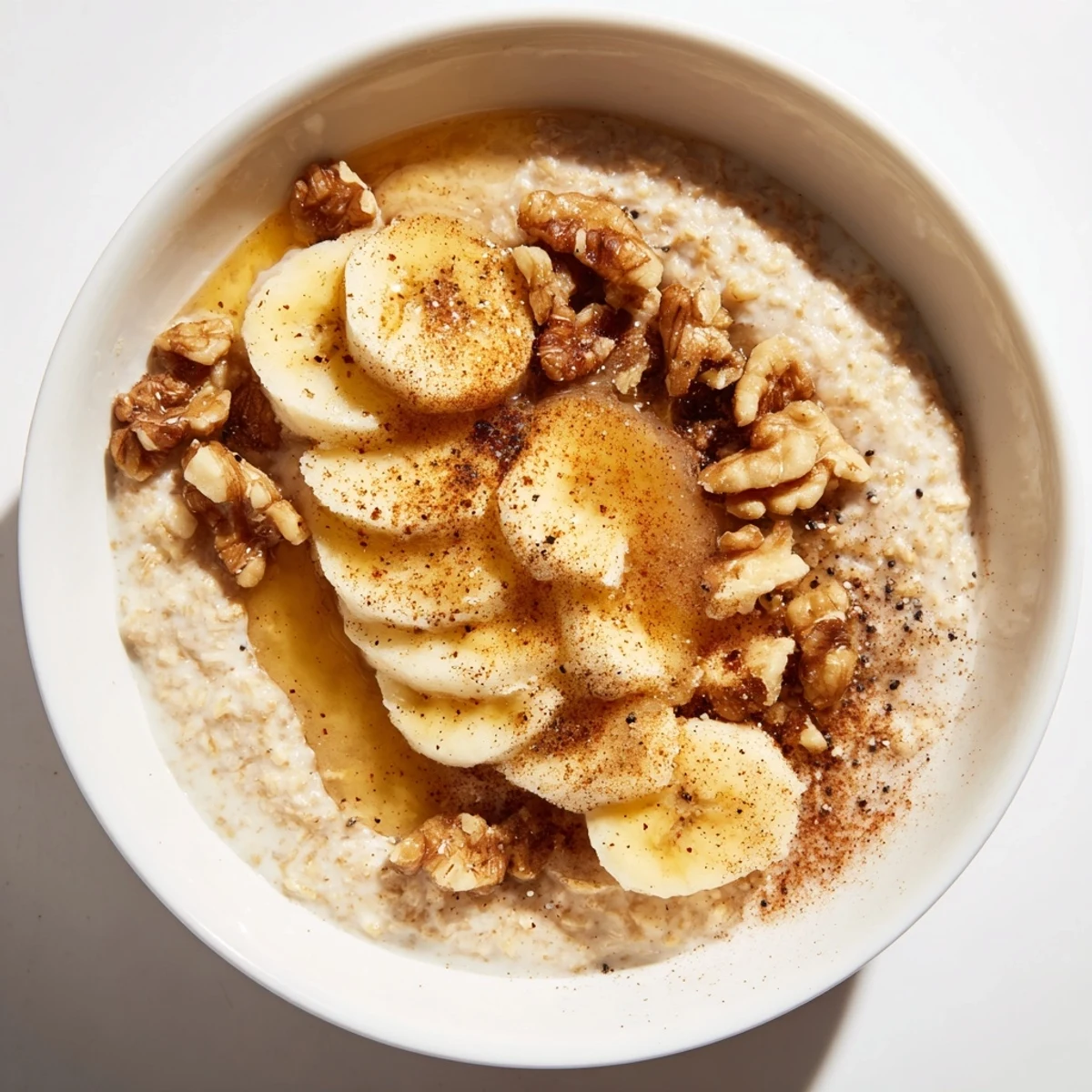 Warm and creamy Microwave Banana Oats topped with fresh banana slices perfect for a quick morning meal.