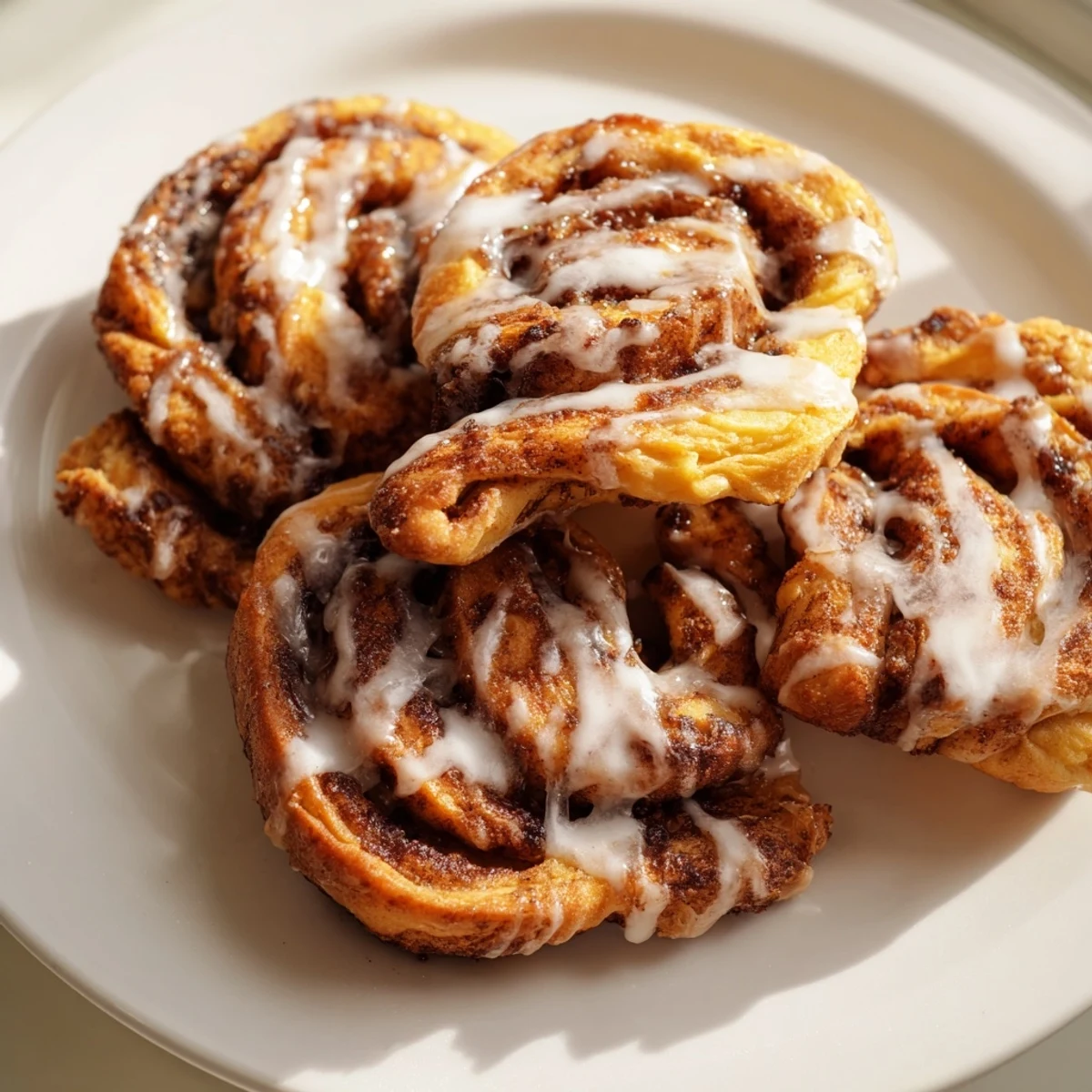 Warm, air-fried cinnamon roll twists, a delicious and easy treat perfect for sharing this morning!