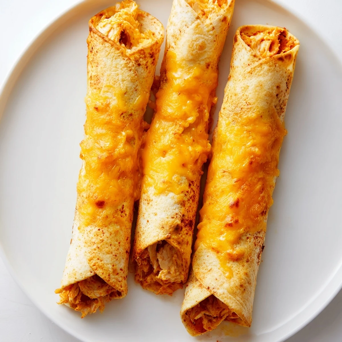 Perfectly crispy air fryer taquitos, showing a close-up of the rolled tortillas with savory chicken filling.