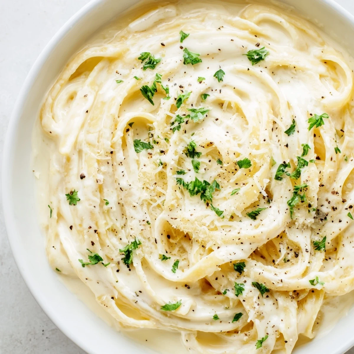 Homemade cottage cheese Alfredo sauce, perfectly smooth and ready to coat your favorite pasta shapes with flavor.