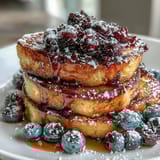 Blueberry Pancake Casserole Baked in the Oven with golden-brown edges and juicy berry topping.