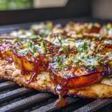 BBQ Peach Brie Flatbread Grill