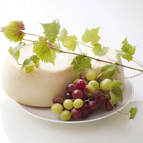 Rustic Vineyard cheese board with grapevine and fresh grapes, a perfect appetizer.