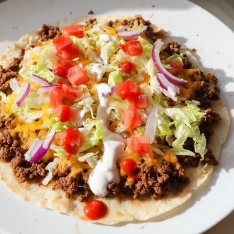 Mouthwatering image of crispy smash tacos with a perfect beef patty and colorful garnishes.