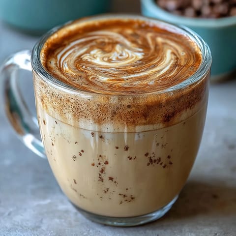Steaming Hojicha Latte with Vanilla Extract in a ceramic mug, featuring creamy oat milk and a light froth for a cozy, low-caffeine beverage.  