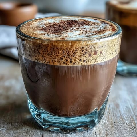 Steaming hojicha flat white topped with velvety microfoam in a ceramic cup, radiating nutty aroma.