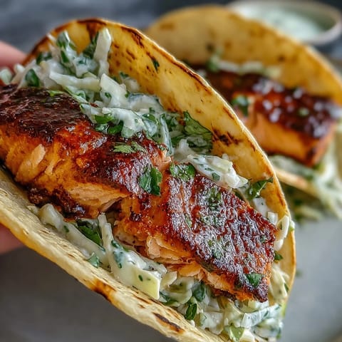 Air Fryer Salmon Tacos With Slaw