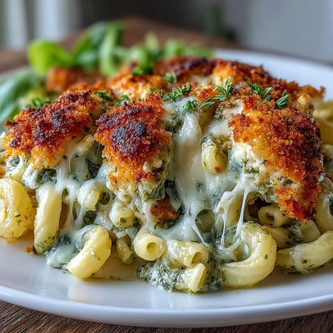 Baked Pesto Chicken Mac Cheese