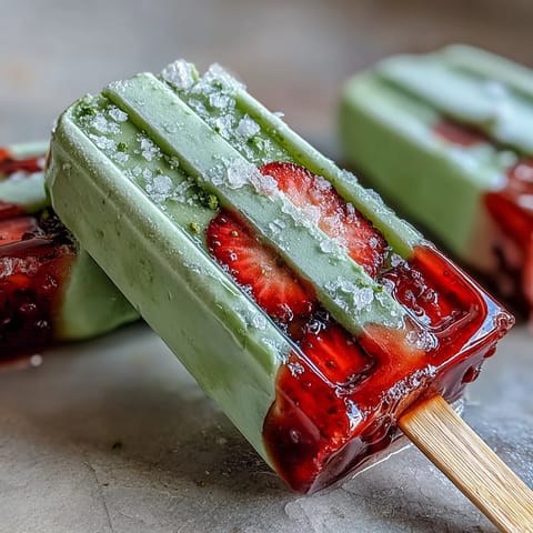 Strawberry Matcha Latte Popsicles