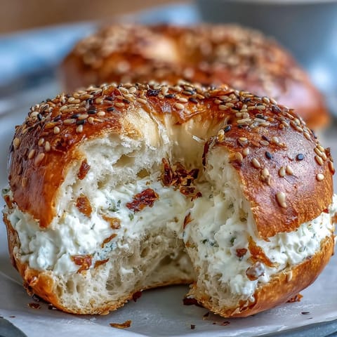 Soft, protein-packed Greek yogurt bagels topped with everything seasoning, baked to golden perfection and ready in 40 minutes.