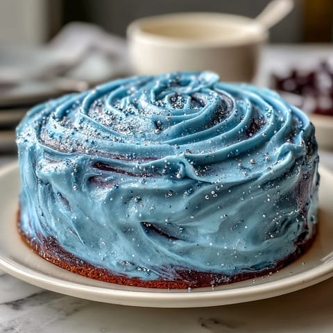 Stunning Pisces galaxy cake with celestial buttercream swirls in navy, teal, and purple, decorated with edible glitter for a magical look.