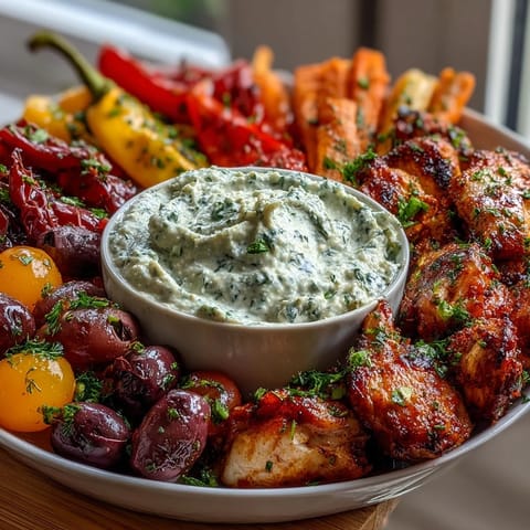 Kid-friendly Chicken Run Veggie Tray featuring playful vegetable shapes and a savory ranch hummus centerpiece for dipping.  