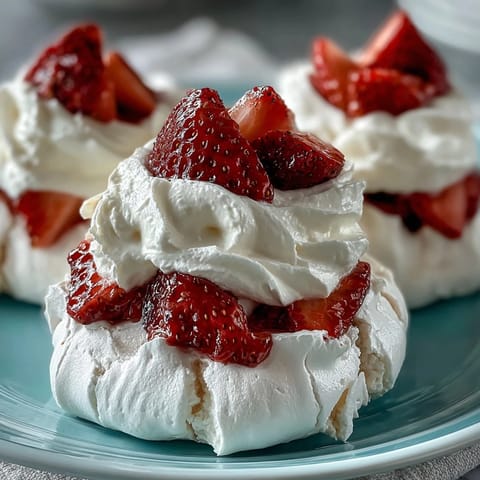 Mini Pavlovas Strawberries Cream