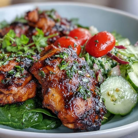 Lemon vinaigrette grilled chicken and veggie bowl with fresh greens and feta.