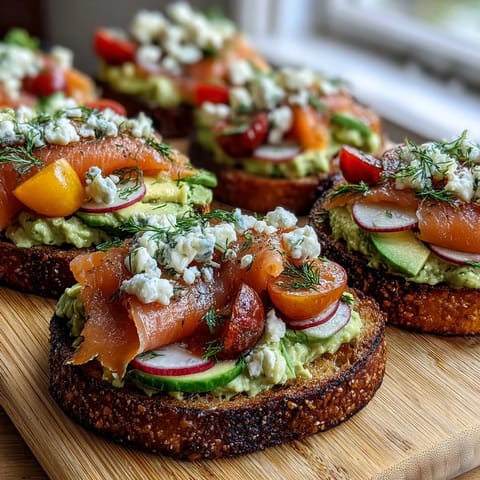 Spring Brunch Avocado Toast Board with Smoked Salmon featuring rustic sourdough, creamy avocado, and vibrant toppings arranged for easy sharing.
