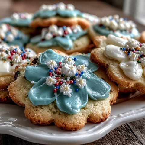 Colorful flower cookies made with buttery shortbread and decorated with pastel royal icing for a cheerful spring treat.  