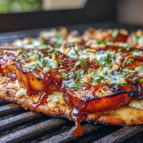 BBQ Peach Brie Flatbread Grill