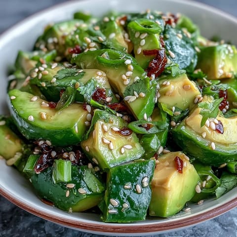 Smashed Cucumber and Avocado Salad