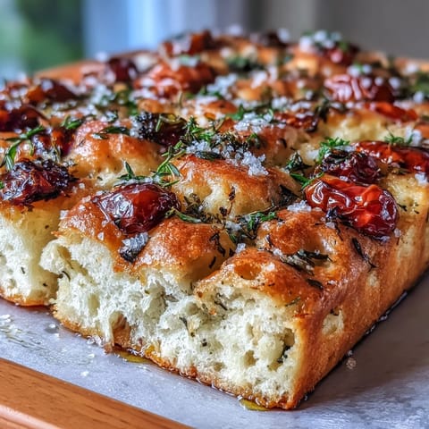 Spring Herb Focaccia with cherry tomatoes and fresh herbs, golden and crisp, perfect for a light spring meal or appetizer.  