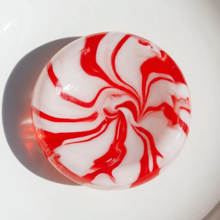 Making a no-bake Peppermint Candy Bowl, a festive holiday project with beautiful, glistening red stripes.