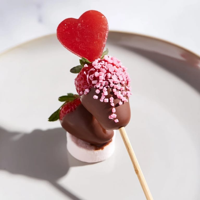 Indulge in a sweet Cupid's Arrow Candy Tray, featuring chocolate-covered strawberries and playful candy arrows.