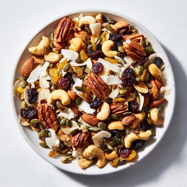 Enjoy a handful of flavorful Nutty Nosh Squirrel Snack Mix, a perfect vegetarian party snack.