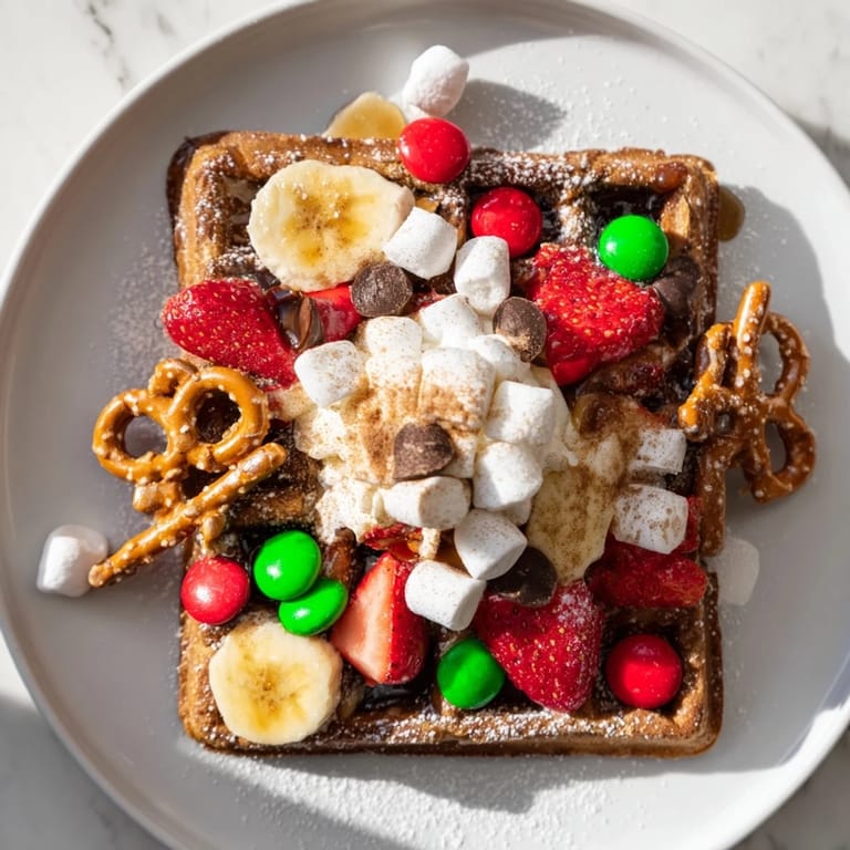 Get creative with the whole family, building edible gingerbread house waffles for a perfect holiday breakfast.