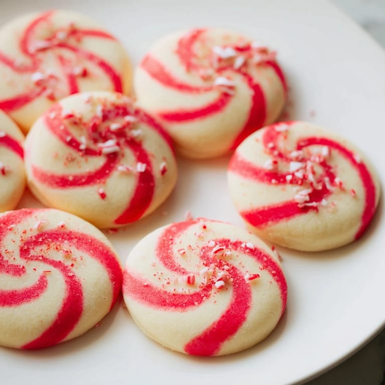A close-up of a festive Candy Cane Swirl Cookie Platter, offering a bite of holiday cheer.
