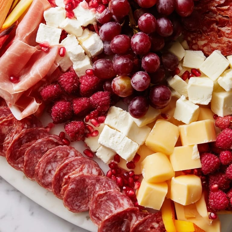 This Festive Stocking Charcuterie Board presents an array of sliced meats and cheeses arranged artfully for guests.