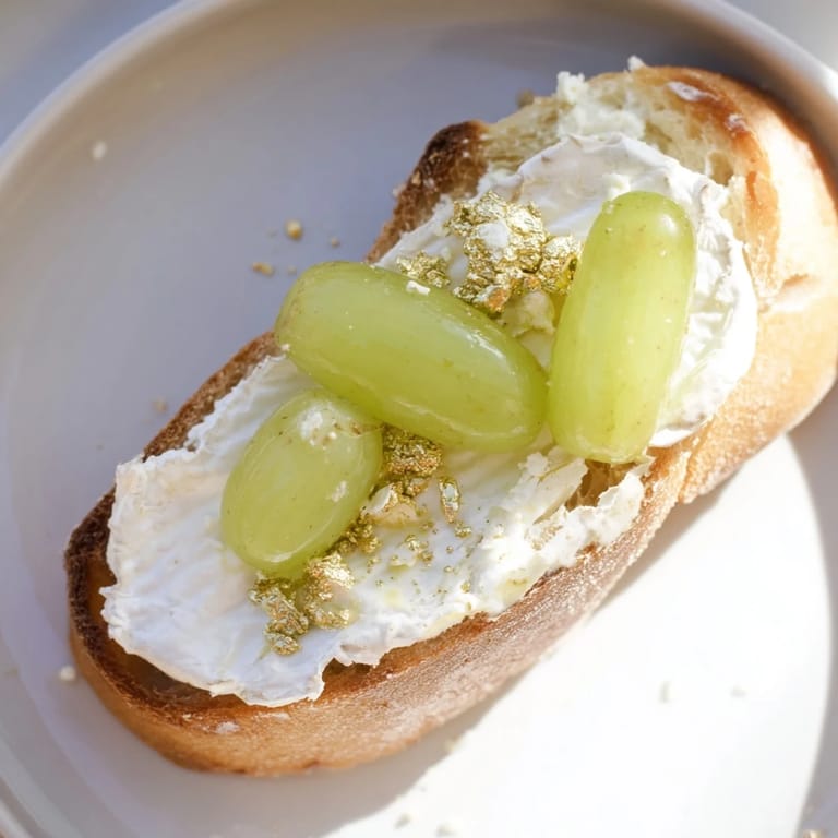 These decadent Sparkling Champagne Toast appetizers showcase white cheeses and bubbly prosecco-soaked grapes ready to eat.