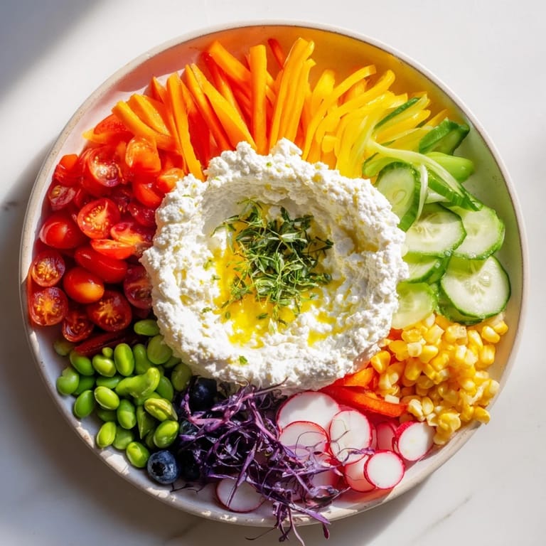 Imagine a stunning Prism Burst salad with layers of colorful, crisp vegetables and fruit.