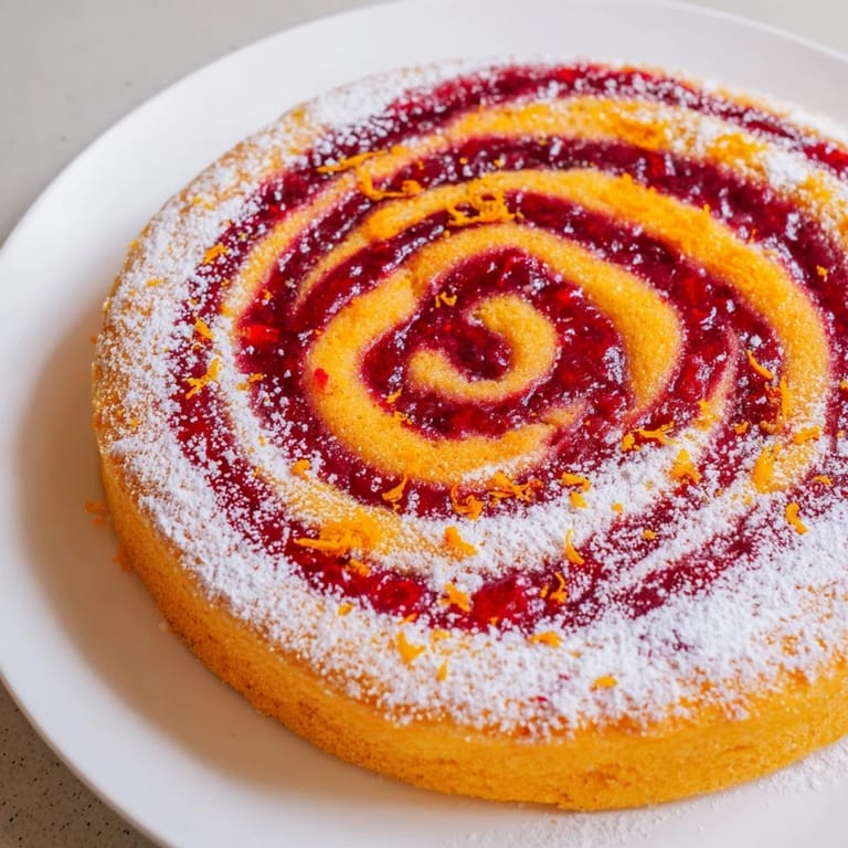 Close-up of a Cranberry Orange Swirl, with vibrant cranberry and orange swirls within.
