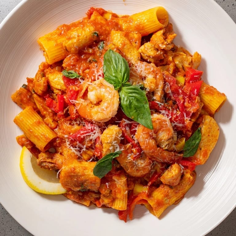 The colorful, delicious One-Pot Diavola Pasta with Shrimp, a quick and easy Italian-inspired dinner idea.