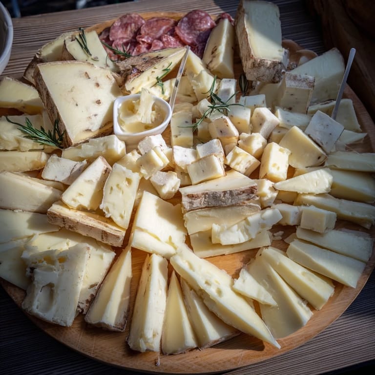 This Winter Mountain Cheese Platter offers a flavorful rustic spread, ideal for sharing on cold nights with crusty bread.