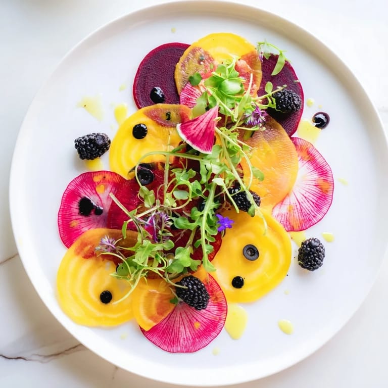Dramatic "Shadow Play" salad showcases colorful vegetables contrasting with dark accents, ready to serve.