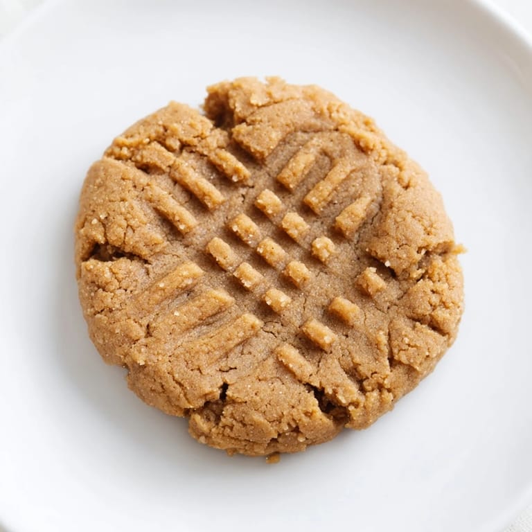 Close-up of perfectly textured flourless peanut butter cookies, ready to eat, showing the crisscross pattern.
