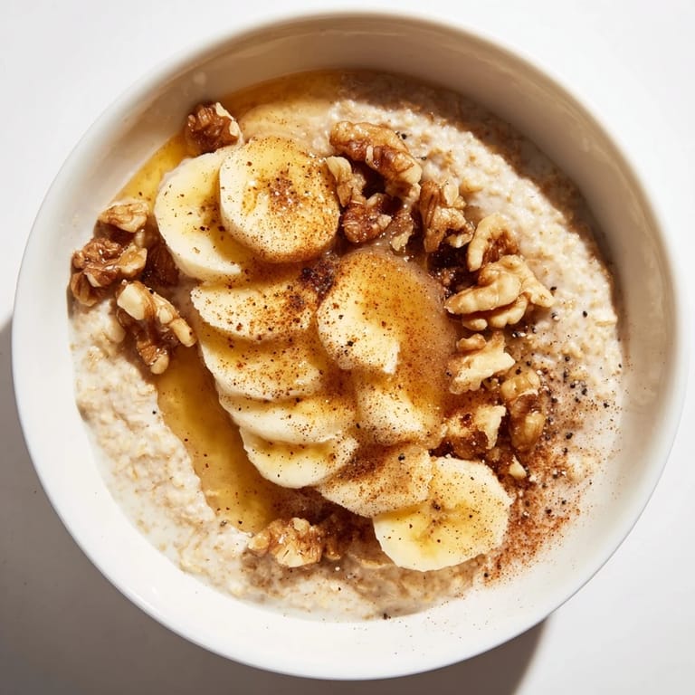 Warm and creamy Microwave Banana Oats topped with fresh banana slices perfect for a quick morning meal.