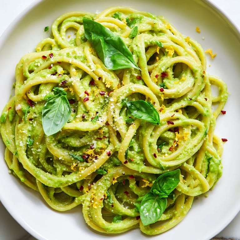 Homemade creamy avocado pasta, a vegetarian delight, ready to be enjoyed with extra Parmesan.