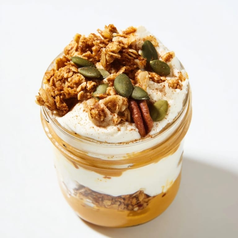 Enjoy this easy-to-make Pumpkin Yogurt Parfait, featuring autumn flavors and a creamy texture.