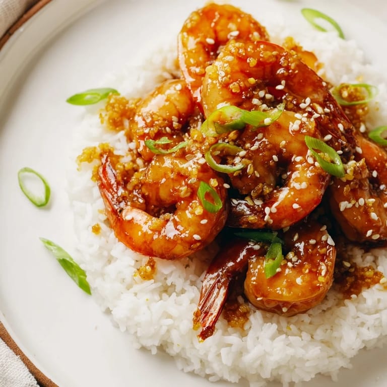 Succulent Honey Garlic Shrimp in a sweet, sticky sauce, ready for a delicious Asian-inspired dinner.