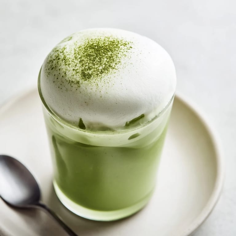 This visually stunning Creamy Matcha Latte showcases a perfect balance of matcha and creamy cold foam flavors.